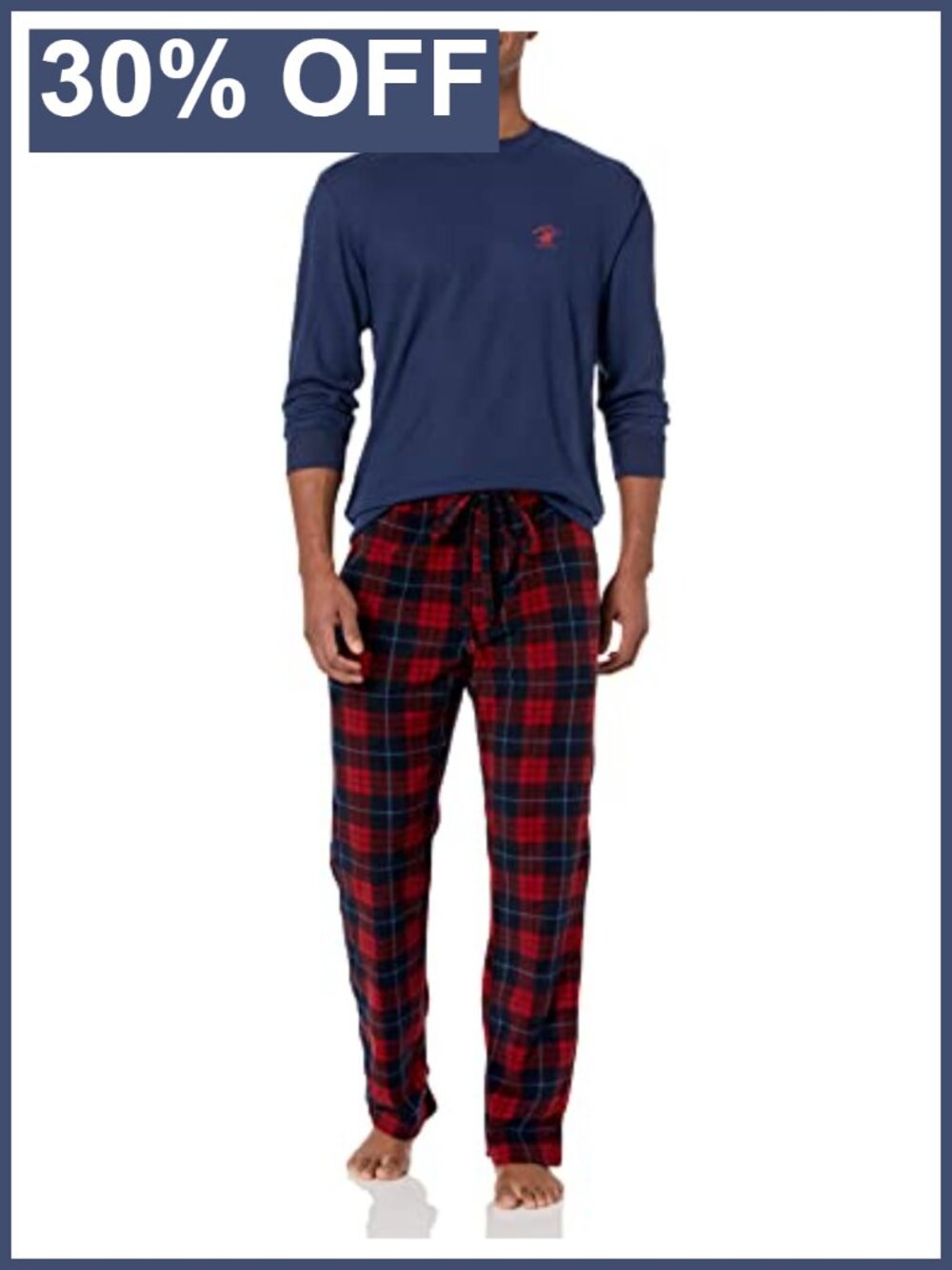 Men's Polar Fleece Thermal Top & Pajama Set Loungewear